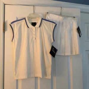 NEW, Never worn 2- piece HEAD White Tennis Top and pleated Skirt